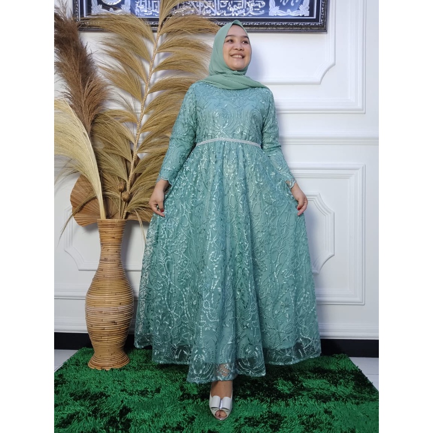 Kebaya Gamis Ria Ricis LR / Gamis Kebaya Pesta Kondangan / Baju Gamis Kondangan / Dress / Kebaya Brokat / Fashion Muslimah / Dress Kebaya