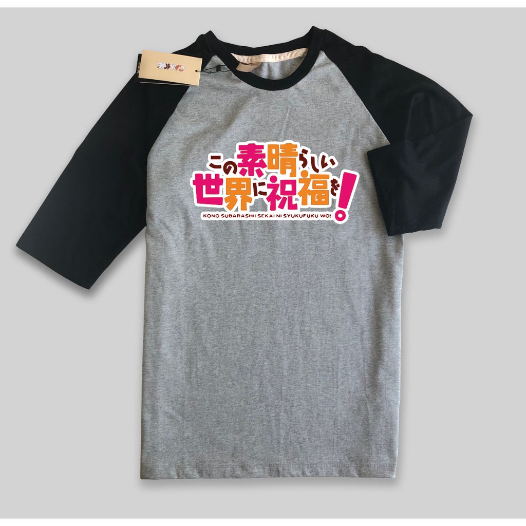 Kaos Raglan Anime Konosuba Japan Logo
