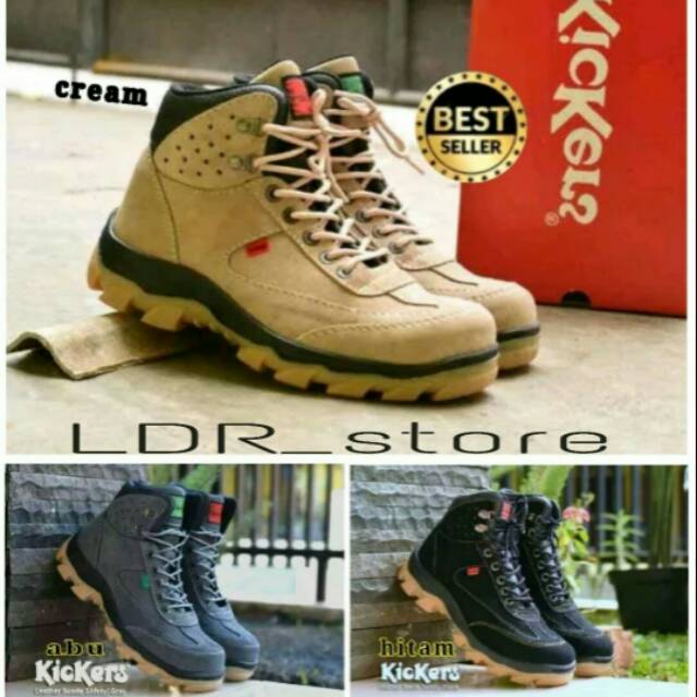 Sepatu kickers boots safety pria suede touring tracking hiking TNI POLRI SATPAM LINMAS grade ori
