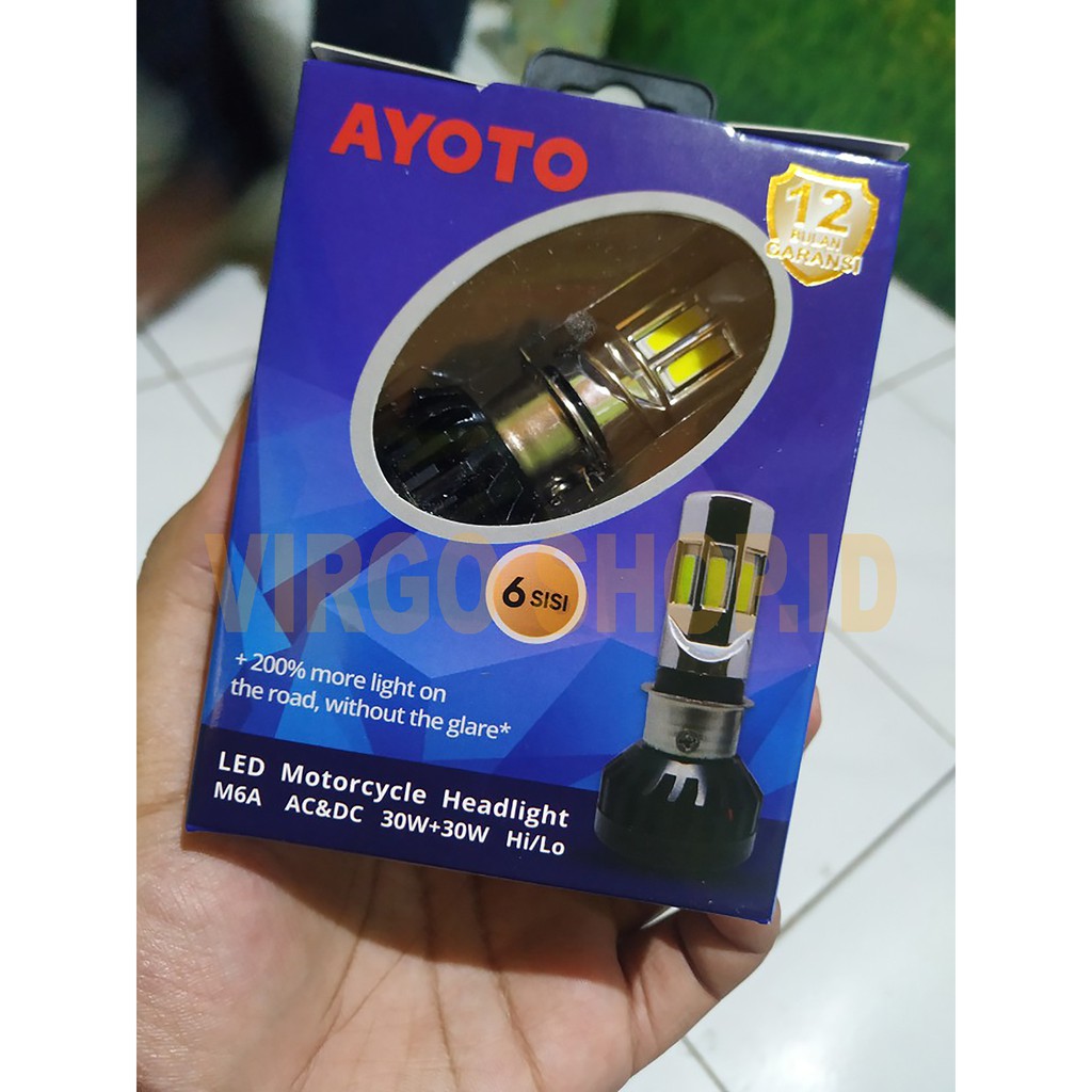 Lampu led motor bebek / matic 6 sisi Ayoto 30w + 30w M6A AC DC