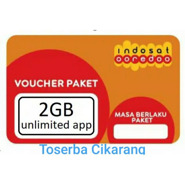 Voucher isi ulang  kuota indosat data 2gb unlimited Aplikasi Murah di toserba cikarang official