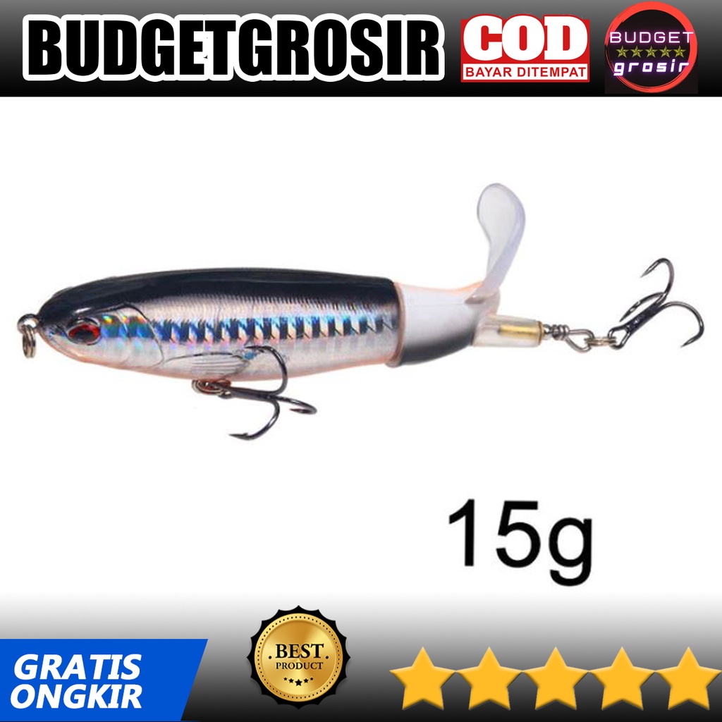 Umpan Pancing Popper Fishing Lure Bentuk Ikan Long Tall 15G - Silver