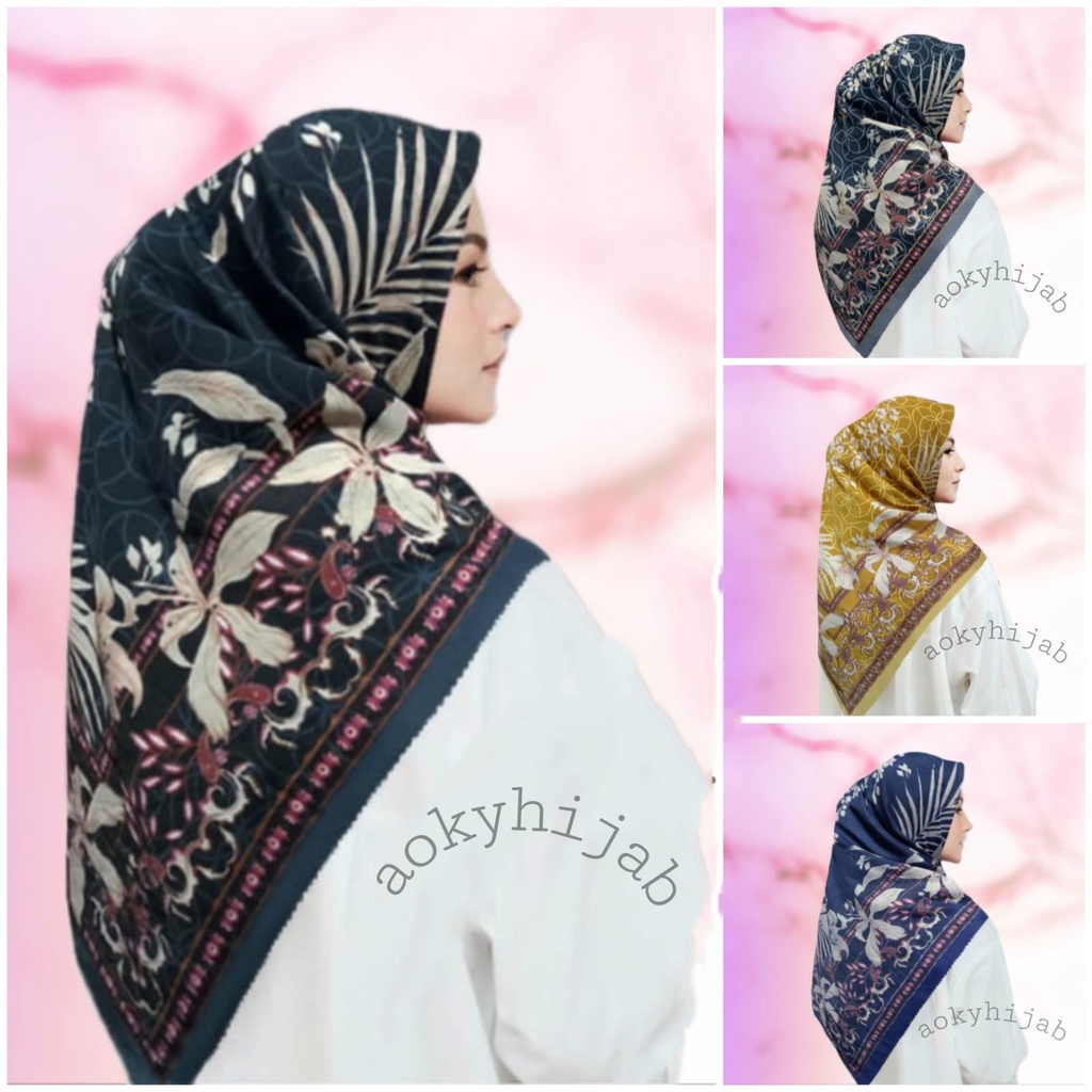 Promo !! Hijab  Segiempat Voal Motif Celline Series Kerudung Segiempat Motif Jilbab Voal