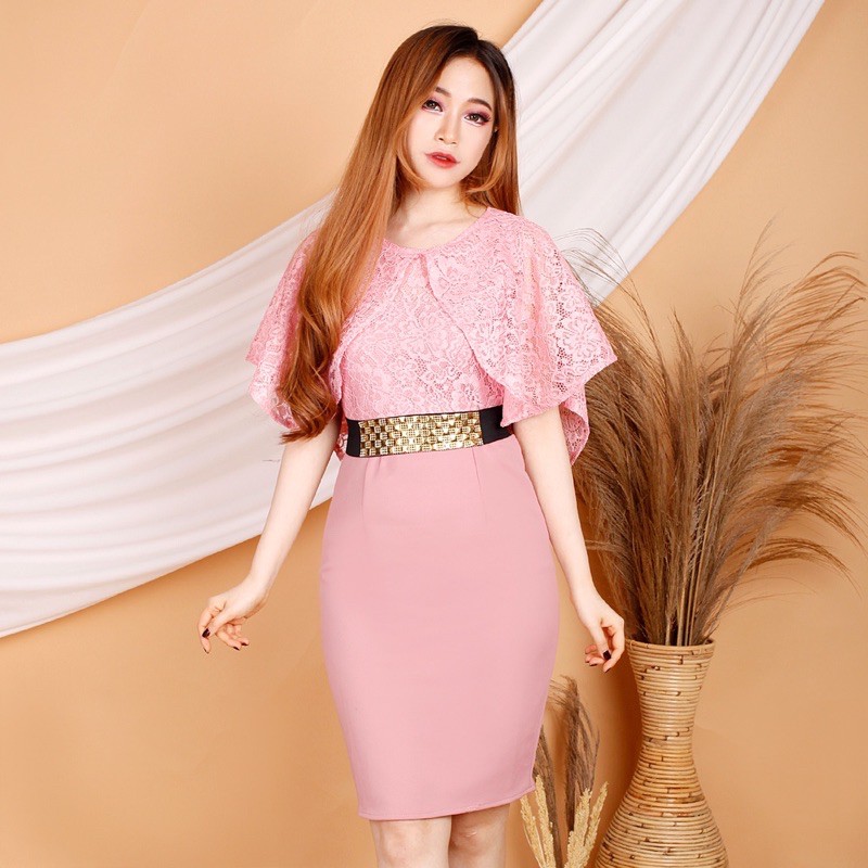 Kathryn collection # 101,  Dres span scuba Import kombinasi brukat gliter free belt