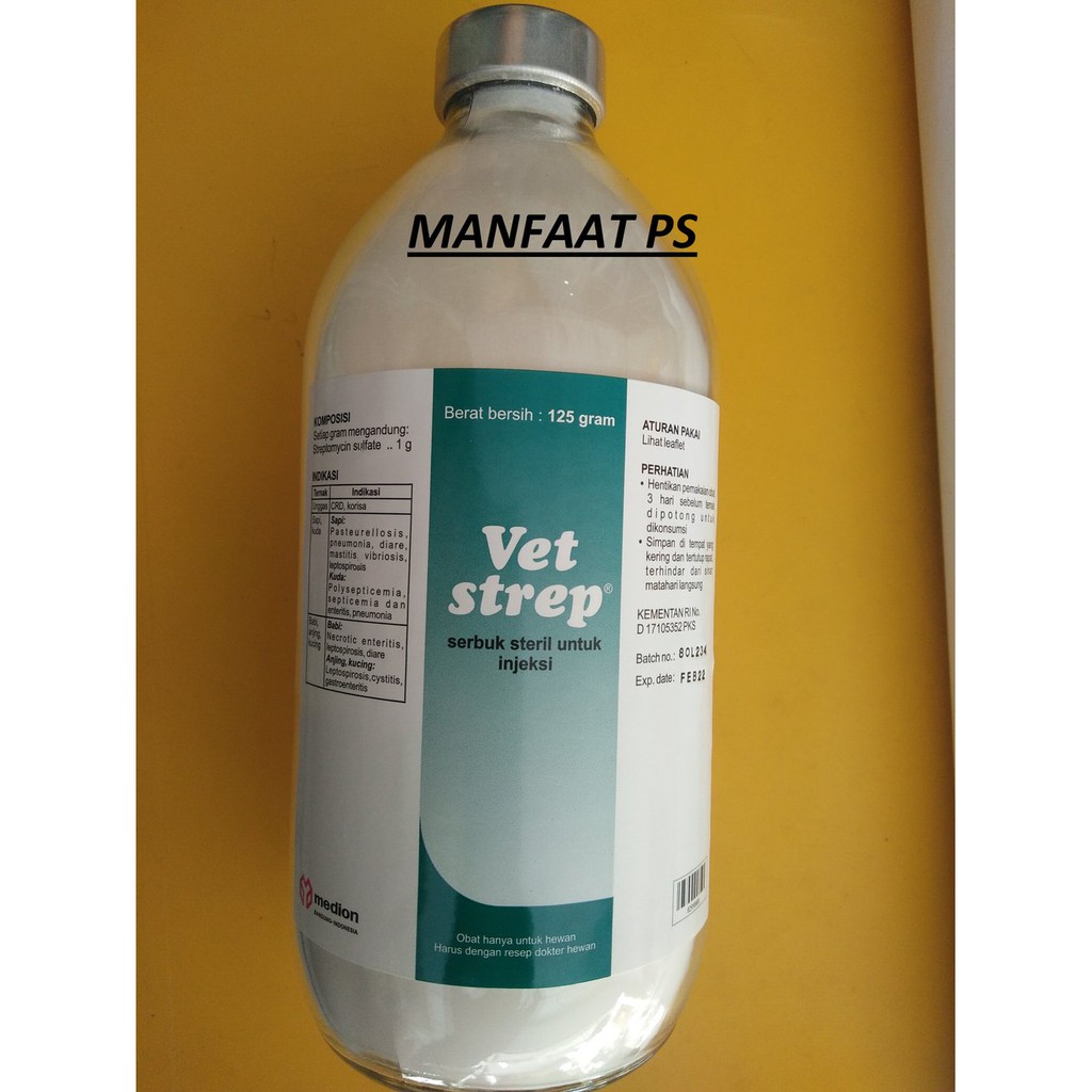 obat hewan vet strep 125 gram produksi medion