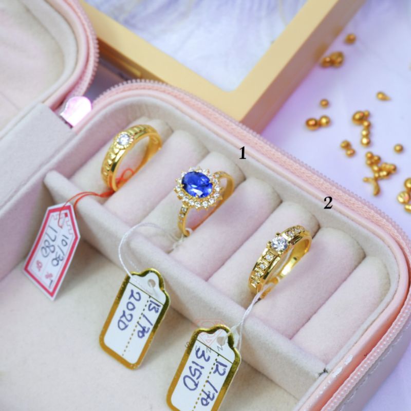 Cincin permata biru emas asli 300