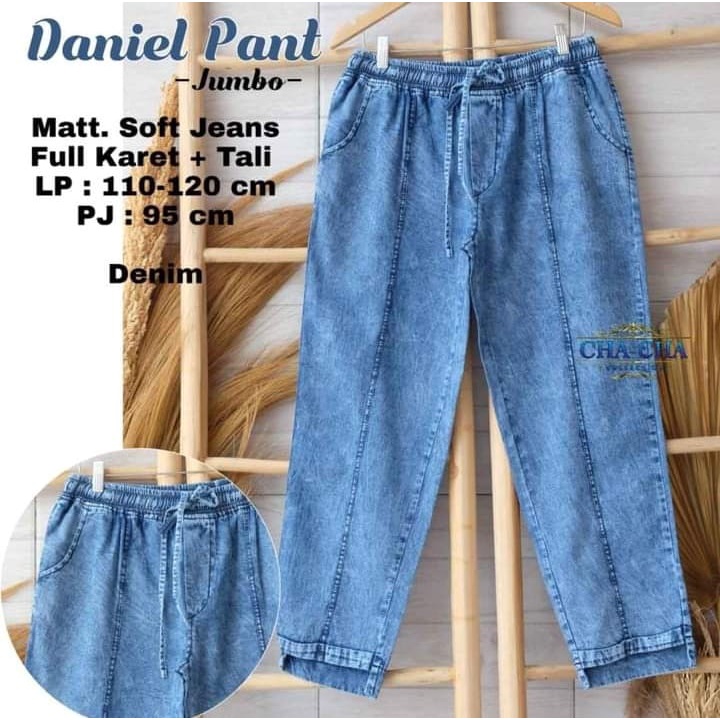 Celana jumbo jeans wanita baggy pants jumbo kekinian Celana Jumbo Sandwash Bahan Jeans Denim Bawahan Wanita Big Size Trend