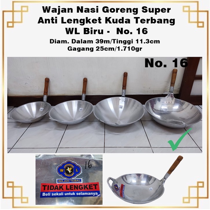 Wajan Nasi Goreng Super Anti Lengket Kuda Terbang WL Biru No. 16