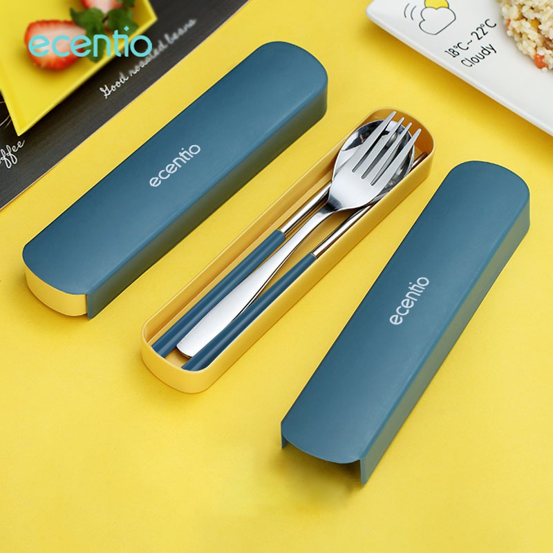 ecentio &amp; FOODI 3pcs set alat makan garpu Sendok sendok garpu set stainless