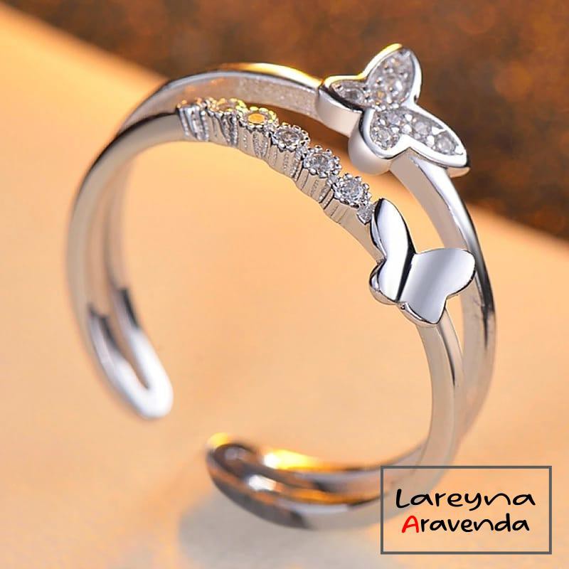 Cincin Wanita Titanium Motif Kristal Kupu Kupu Butterfly CC005