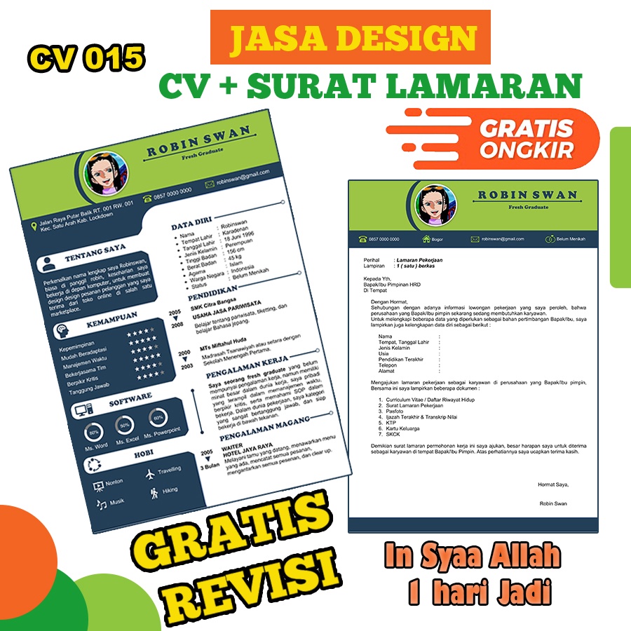 Cv Lamaran Jasa Pembuatan Cv dan Lamaran Kerja Jasa Cv Curiculum Vitae CV015