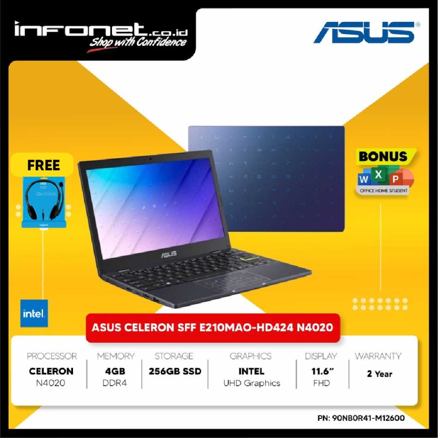 ASUS E210MAO-HD426 N4020 4GB 256GB SSD UMA 11.6" W11 OHS