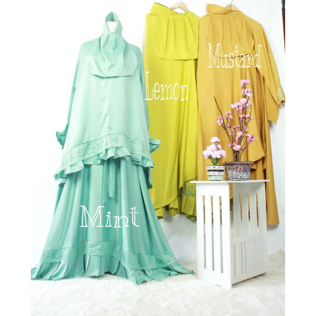 GAMIS MAXMARA SET KHIMAR ZAINIYAH MIX BRUKAT SET BAJU PESTA MUSLIM WANITA SYARI POLOS MEWAH CANTIK