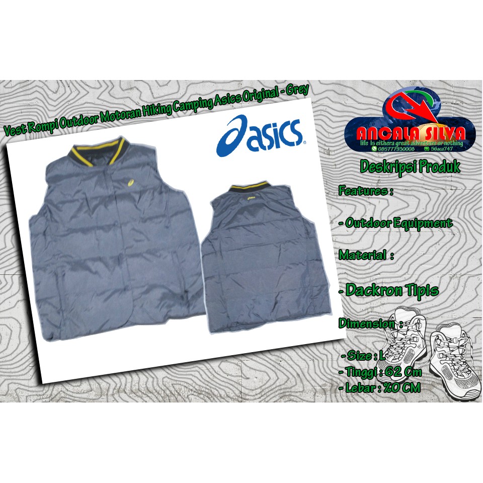 Vest Rompi Outdoor Motoran Hiking Camping Asics Original