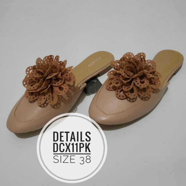 Sandal slop wanita details size 38 khaki