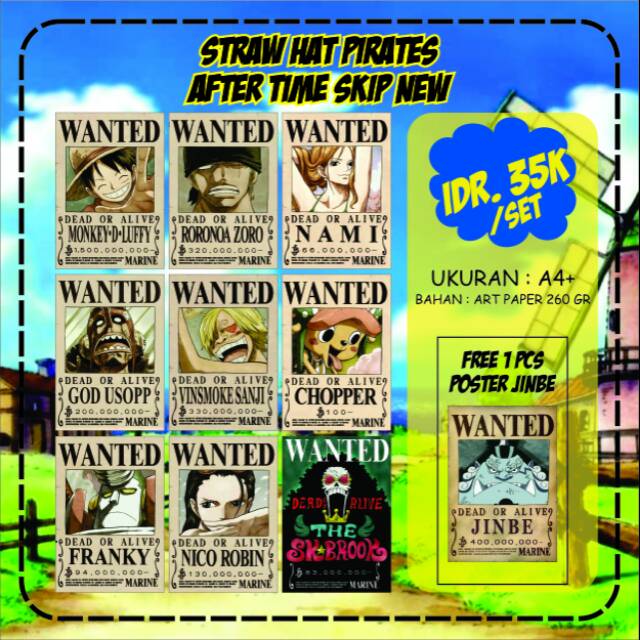 Poster Wanted Bounty One Piece - SHP After Time Skip New