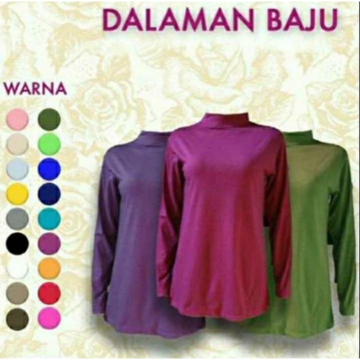 Manset Dalaman Baju Lengan Panjang Kaos Polos Wanita Pria All size Fit to L warna random