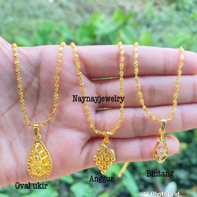 Kalung plintir warna kuning 24k mirip emas