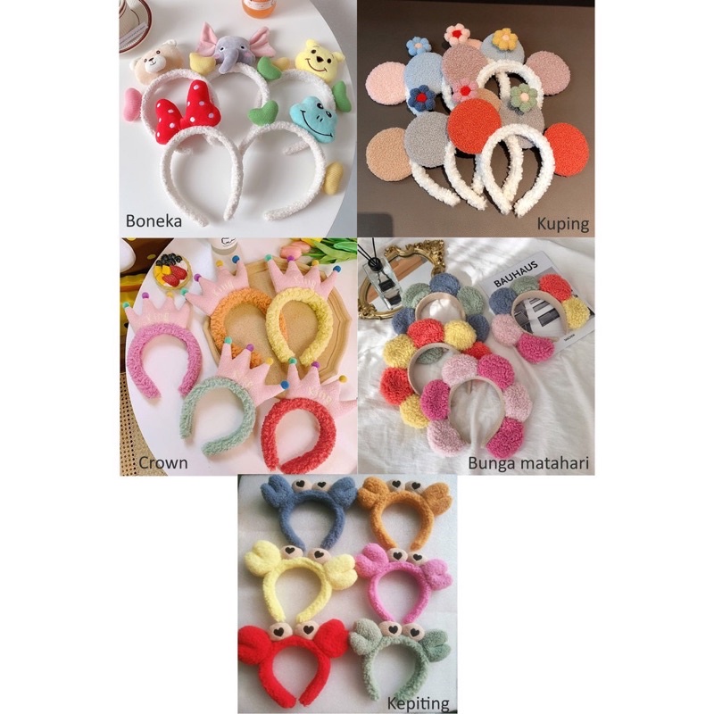 [DELUNASHOP_ACC] Bando kepiting, bando makota, Bando bunga lucu anak dewasa, bando kartun