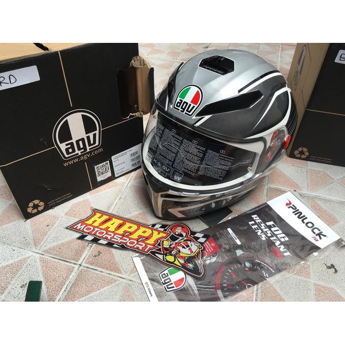 HELM FULLFACE AGV K3SV NON SNI ORIGINAL ITALY + PINLOCK PROTON SILVER