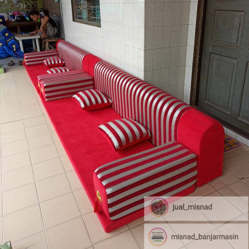 Misnad sofa arab_sofa lantai - Salur Red RO01