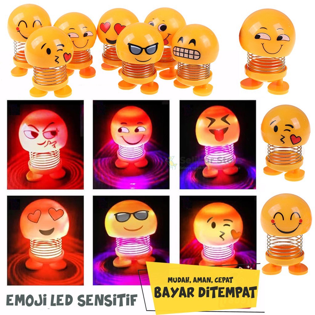 GALYA❤️ EMOJI SMILE LED / EMOTICON LED BONEKA GOYANG KARAKTER LUCU PAJANGAN DASHBOARD MOBIL MOTOR