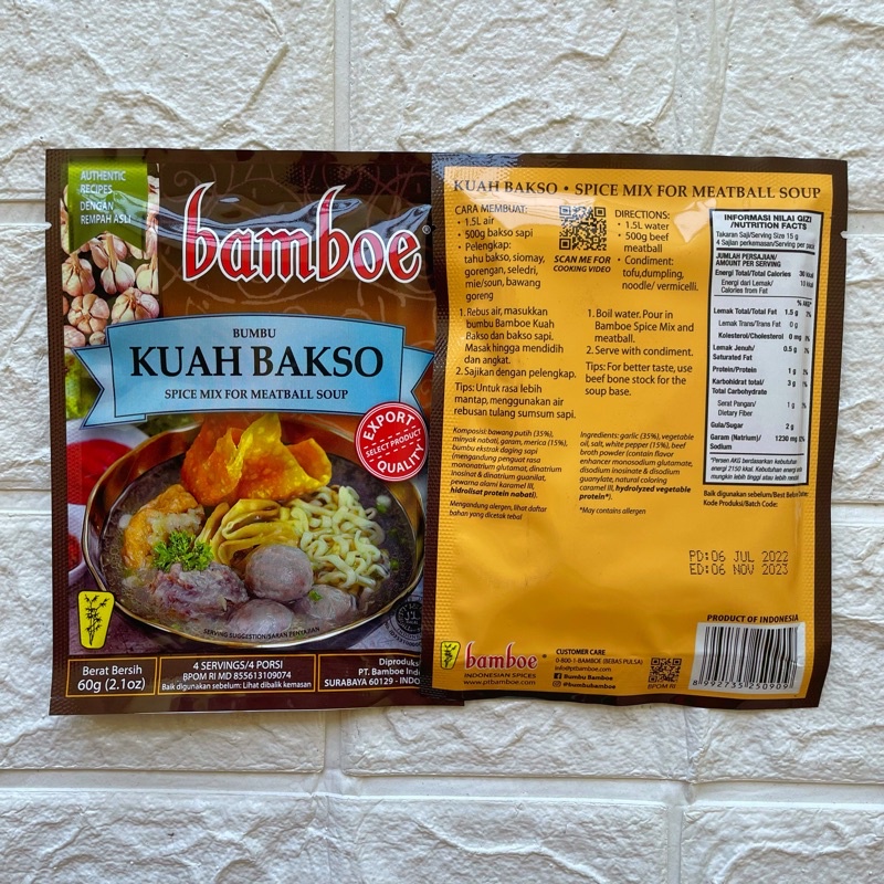 

Bamboe Bumbu Kuah Bakso / Bumbu Instant Bamboe Kuah Bakso