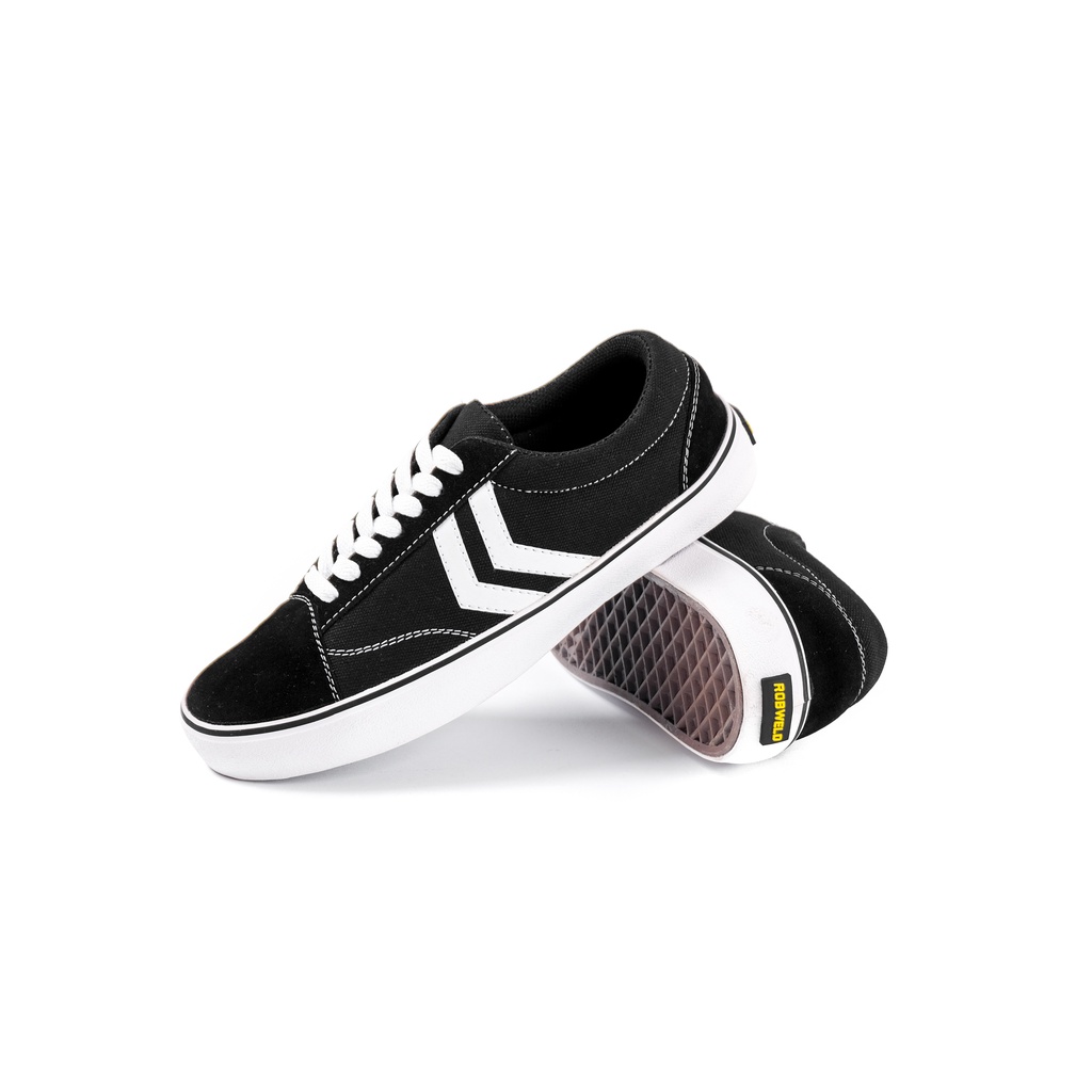 Sepatu Pria Sneakers Casual - Sepatu Sekolah Pria &amp; Wanita Robweld Warna Hitam bisa bayar ditempat