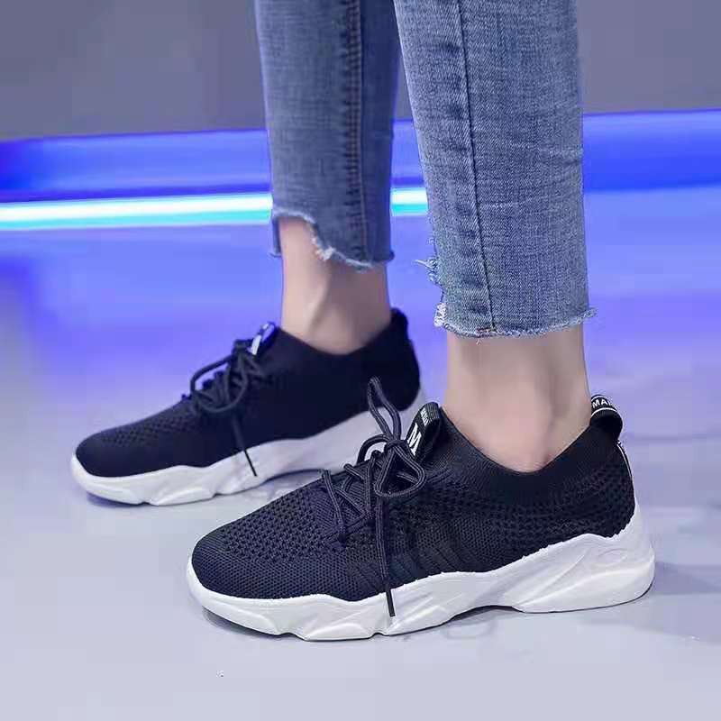 BEST SELLER [COD] SQ-09 (PLUS BOX) SEPATU SNEAKERS WANITA BAHAN RAJUT