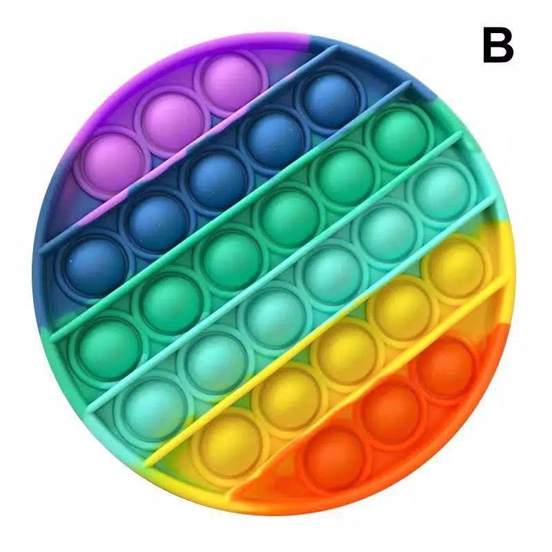 Mainan Pop It Popit Fidget Push Bubble Penghilang Stress Murah-Rainbow Bulat