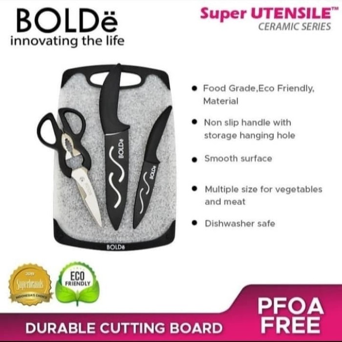 BOLDE SUPER UTENSIL CUTTING BOARD 3+1 PISAU PEMOTONG TALENAN PISAU