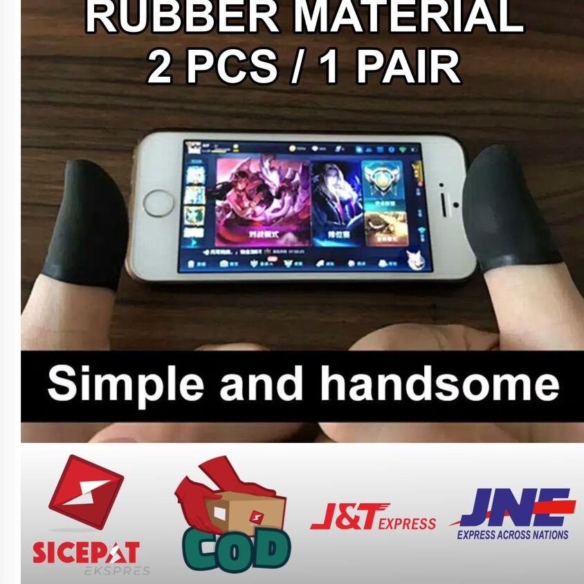 ☄ Sarung Jempol Jari Bahan Karet Touch Screen Anti Keringat Sepasang Untuk Game PUBG M FF ☚