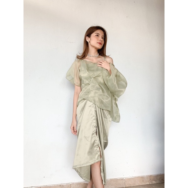 Hyuna Set by NAMELIS (Set Organza / Set Kondangan / Baju Pesta)-Avocado Whip