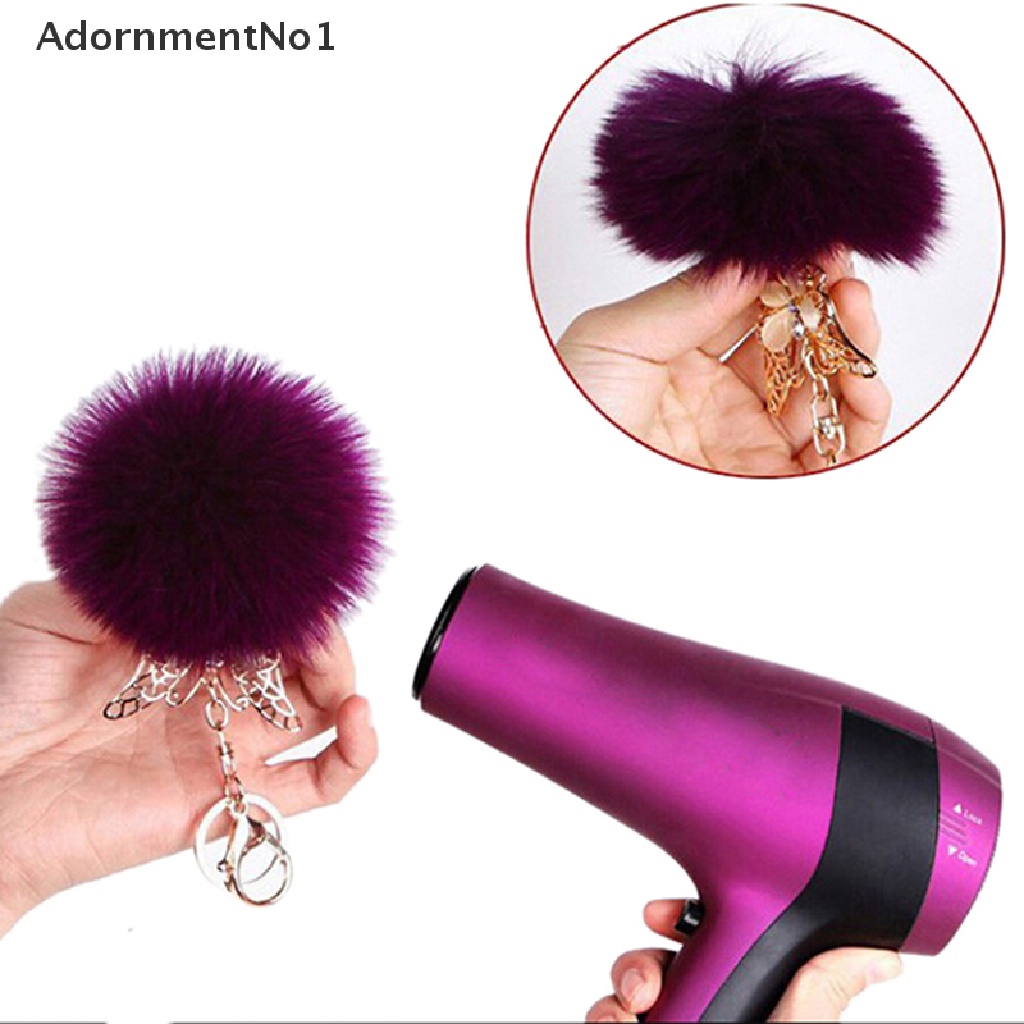 (AdornmentNo1) 12pcs / Set Gantungan Kunci PomPom Bulu Imitasi 8cm Untuk Aksesoris Tas DIY