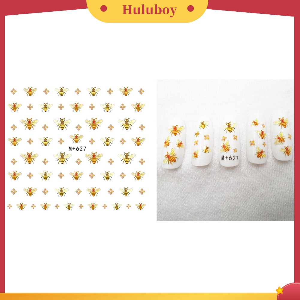 Huluboy Huluboy♡ Stiker Kuku Transfer Air Motif Hewan / Hati / Bintang / Bunga / Lebah Untuk Dekorasi Nail Art