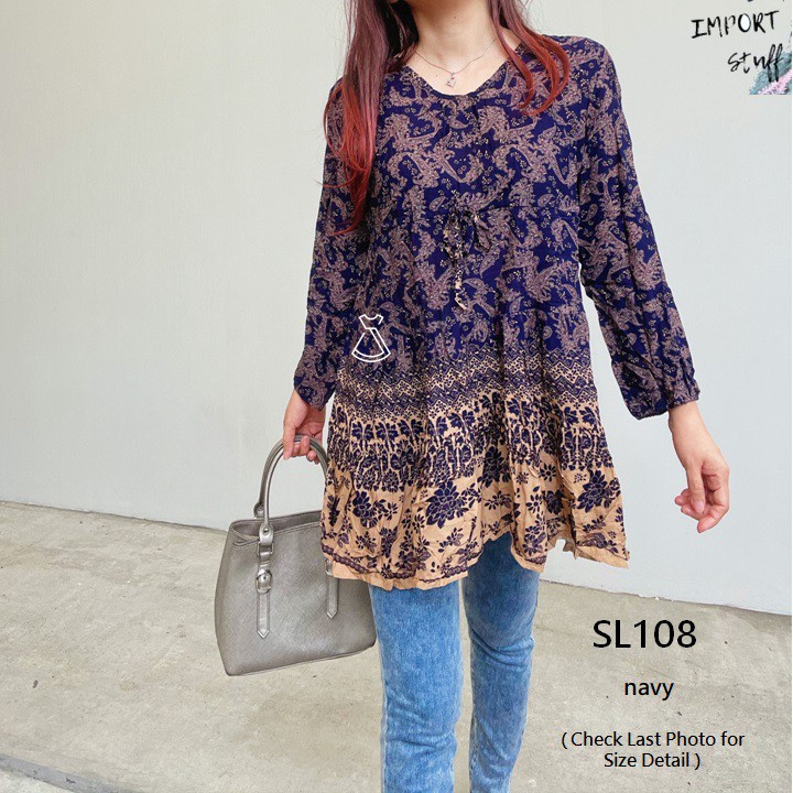 SL108 - Atasan Batik Motif Etnik Katun Rayon Adem