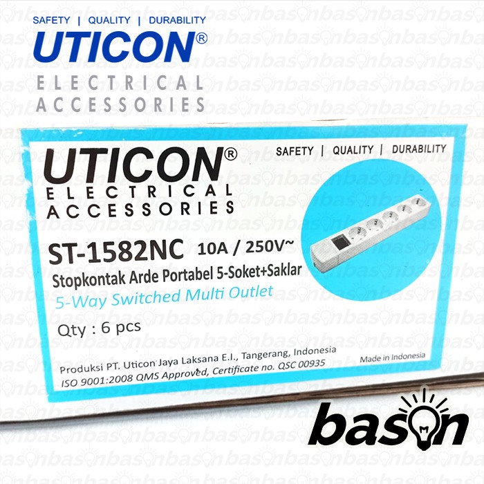 UTICON ST1582NC Multi Outle - Stop Kontak 5 Lubang - TANPA KABEL