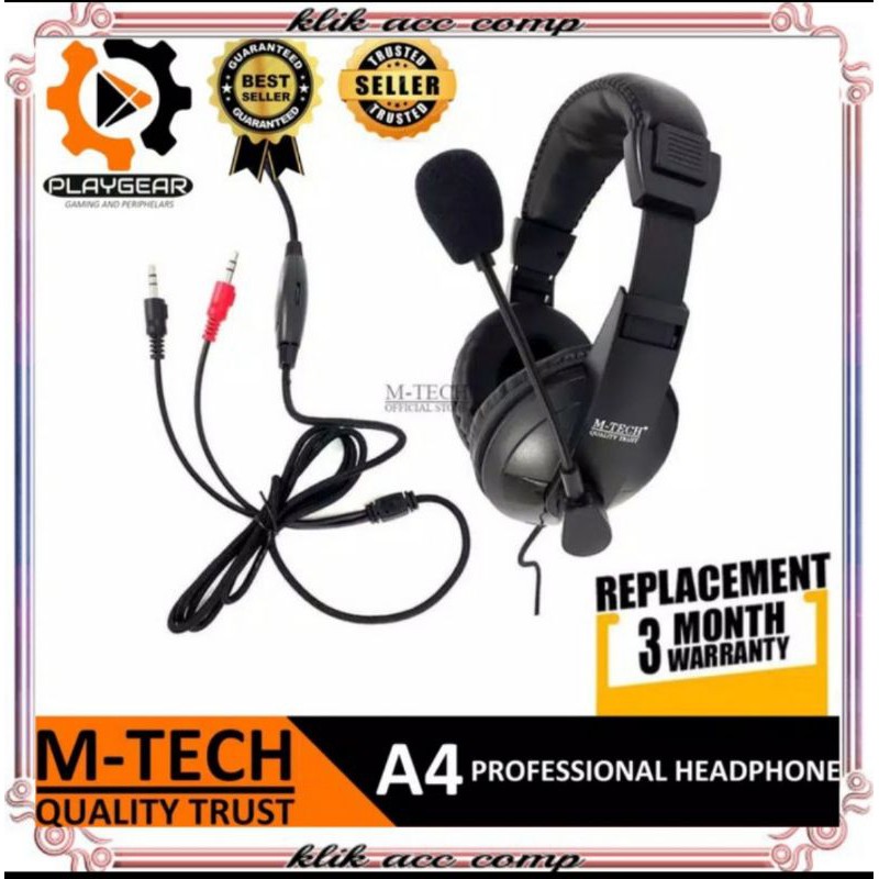 M TECH Headset Gaming M-tech A4 / headset pc / headset laptop plus microphone