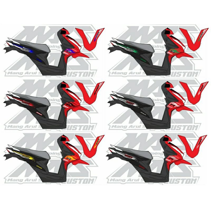 STRIPING BEAT NEW 2020 ICON SPORT BODY HITAM MERAH BAHAN TRANSPARAN DAN NON TRANSPARAN
