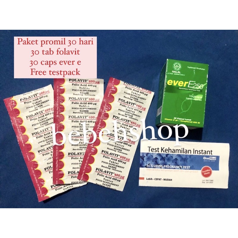 paket promil program hamil ever e vit e folavit kesuburan pria wanita asam folat ori free testpack