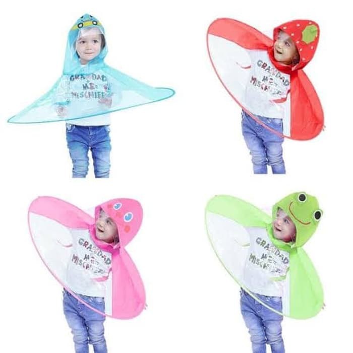 Jas Hujan bentuk UFO portable unik kreatif untuk anak