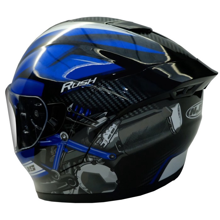 Njs Zx-1 Rush Hitam - Biru Gloss - Helm Fullface Termurah