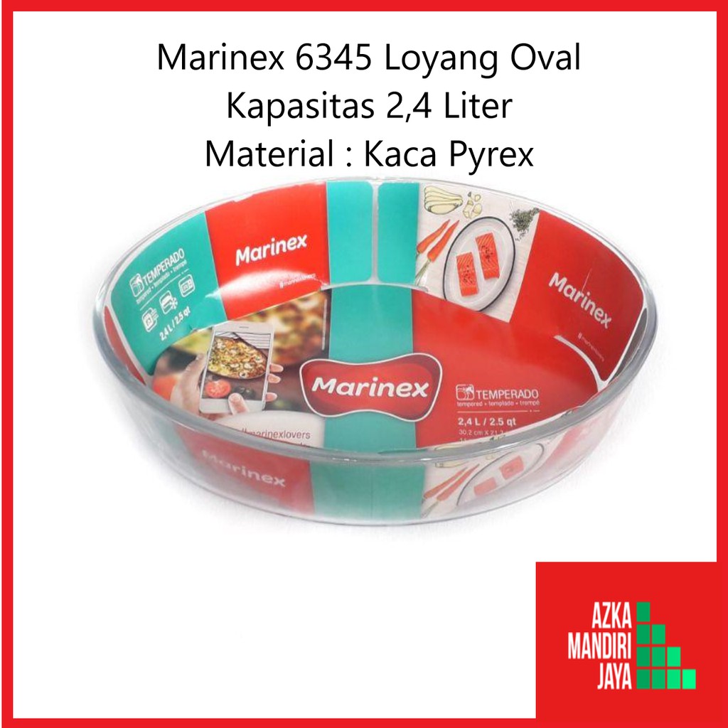 Marinex 6345 Loyang Oval Kapasitas 2,4 Liter Material : Kaca Pyrex