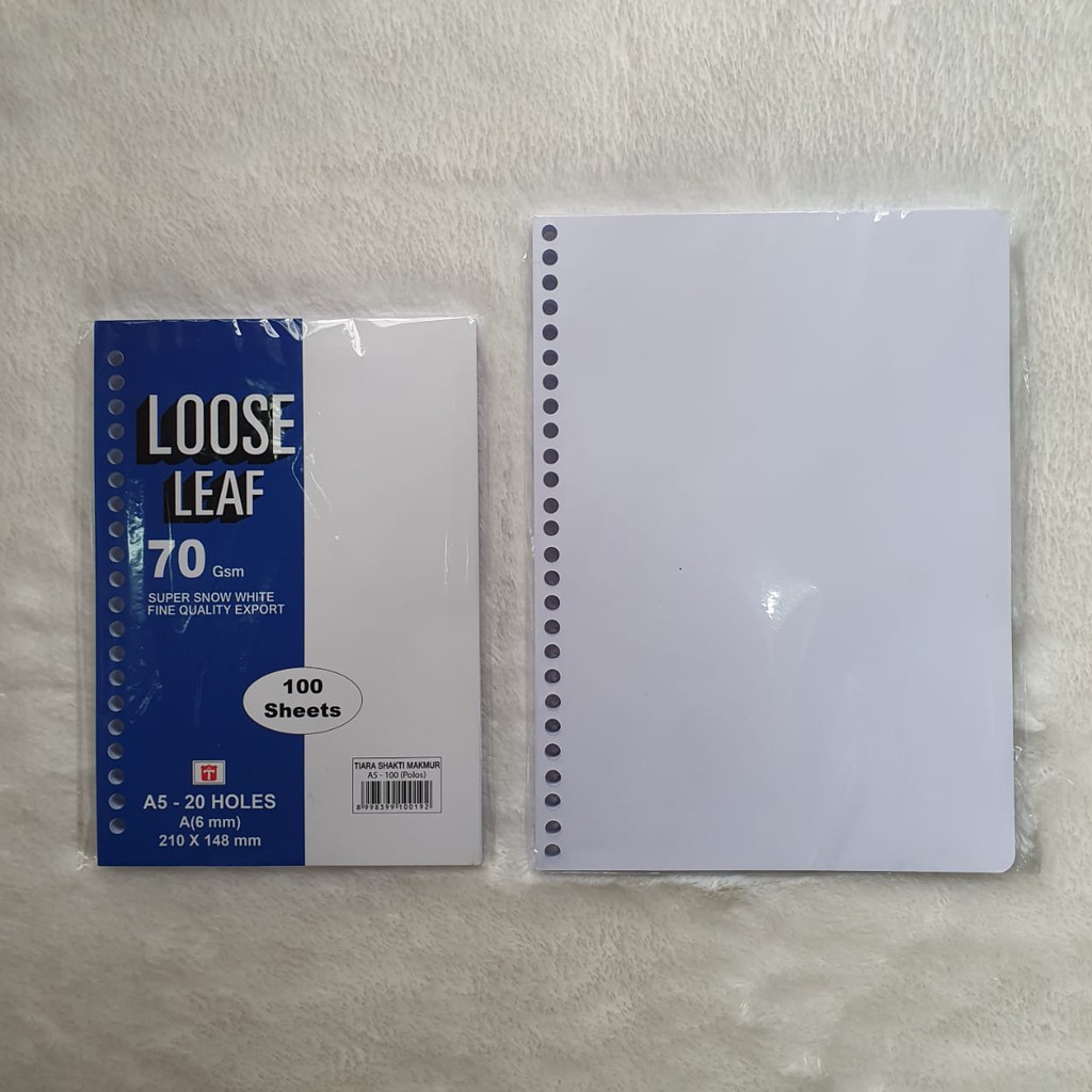 

KERTAS BINDER POLOS (TANPA GARIS) ISI 100 LEMBAR A5/20RING DAN B5/26RING