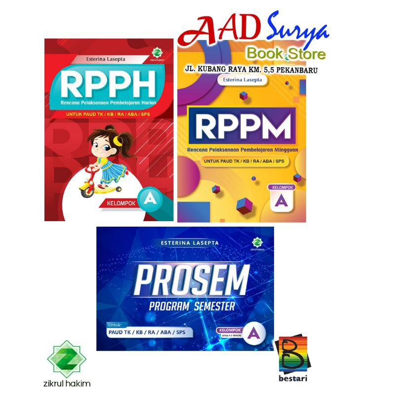 Buku Panduan guru Paud - RPPH/RPPM/Prosem TK A (Paket 3 Buku) - Esterina lasepta - Zikrul hakim