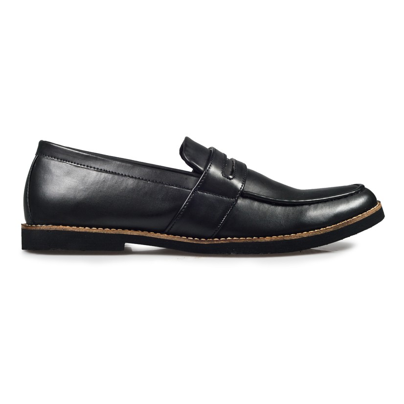 Harper Black | Sepatu Hitam Tanpa Tali Loafers Pria Casual Kerja Formal Kantor Laki | FORIND x Giant