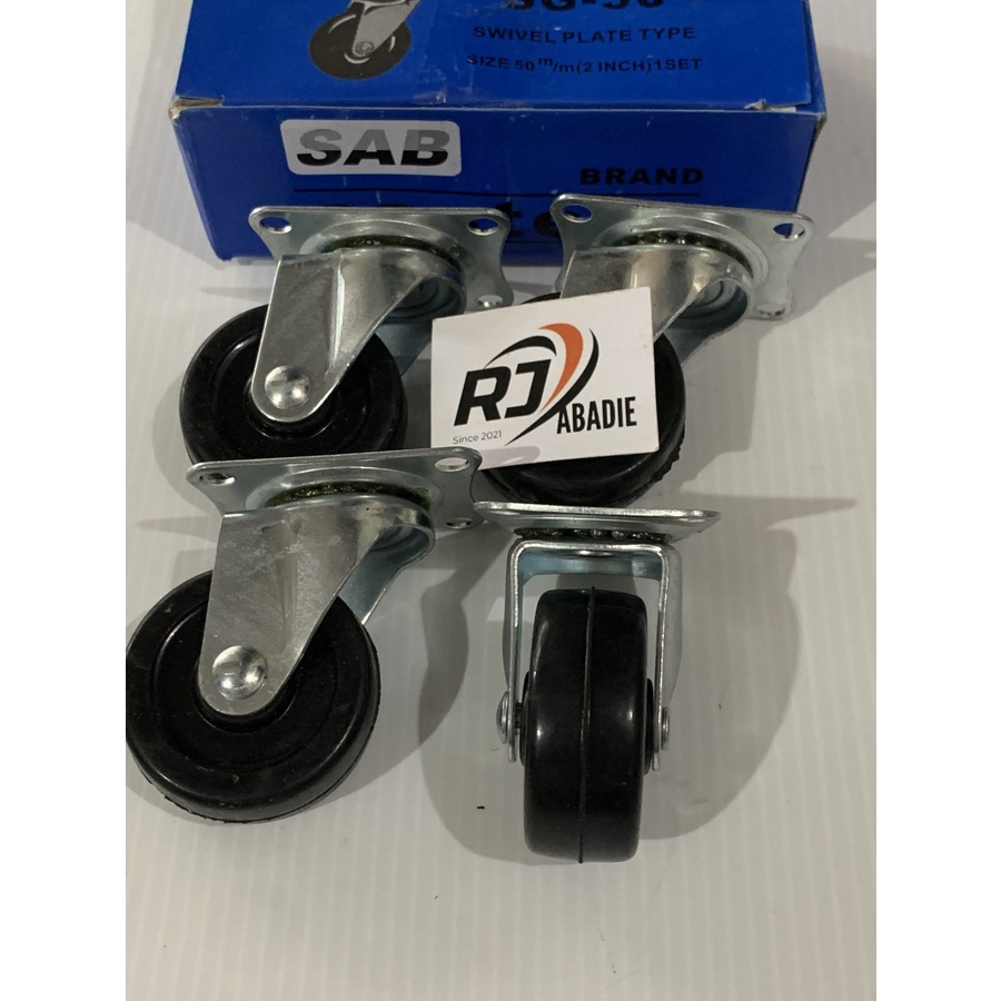 Roda Casters Castor Karet TG-50 50mm 2&quot; Set 4pc SAB / KTP / Triple S / XANDER