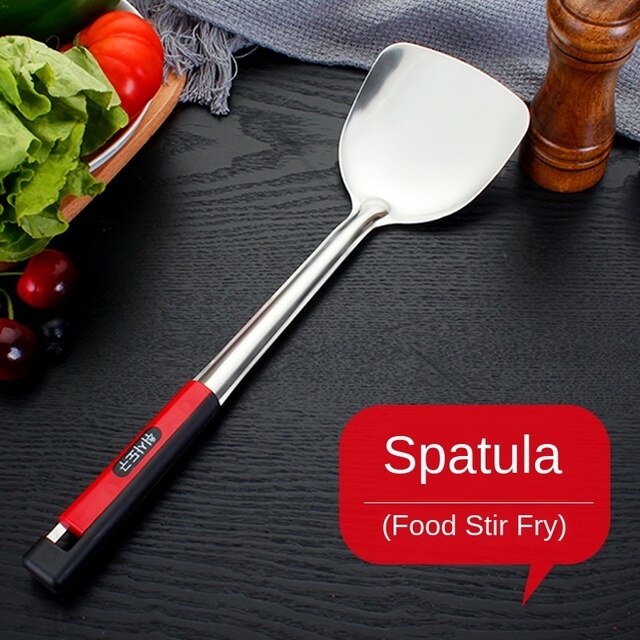 Stainless Steel Spatula/Sendok Sup Gagang Merah Peralatan Dapur Spatula Korea Alat Masak