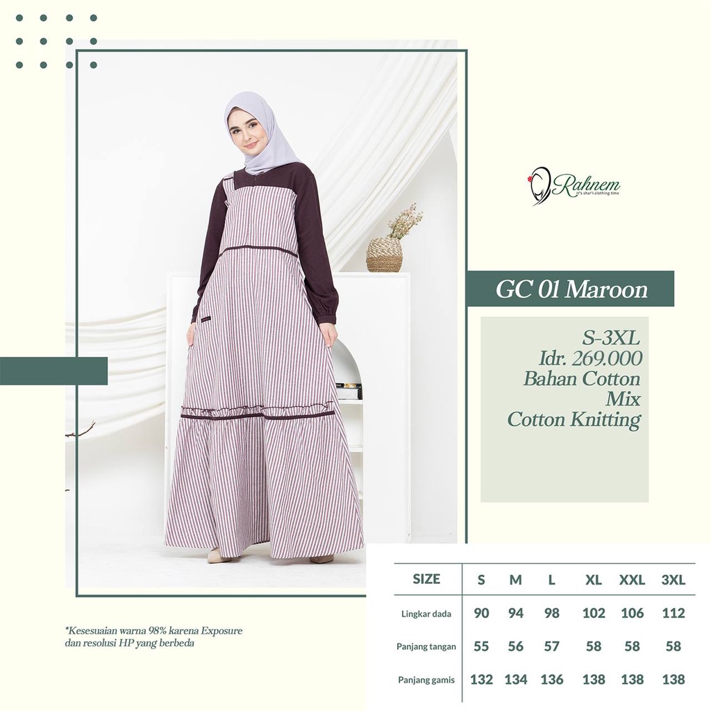 Couple Gamis Koko RahnemTerbaru KC 01 GC 01 Maroon / Fashion Muslim Couple Terbaru Rauna