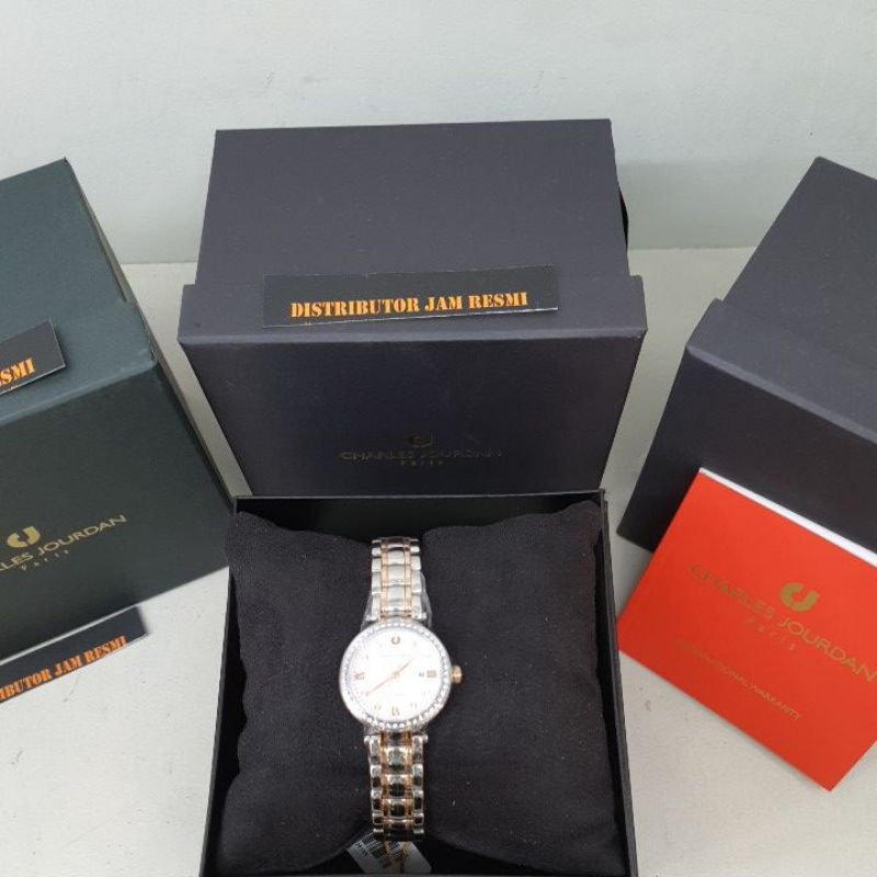 Jam Tangan Wanita Charles Jourdan CJ1007-2613S Silver Rose Gold Stainless Quartz